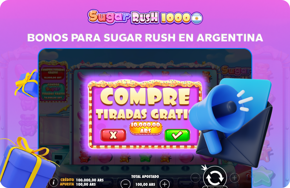En Argentina, Sugar Rush ofrece una amplia variedad de bonos para los jugadores