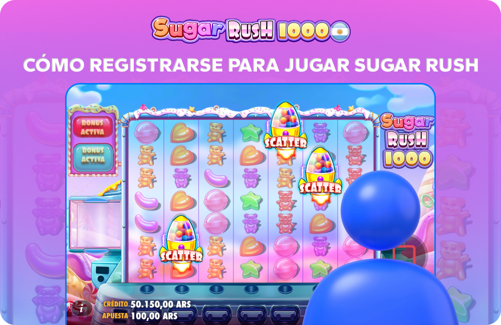Para jugar a Sugar Rush Argentina, es necesario registrarse en el casino y acceder a los bonos