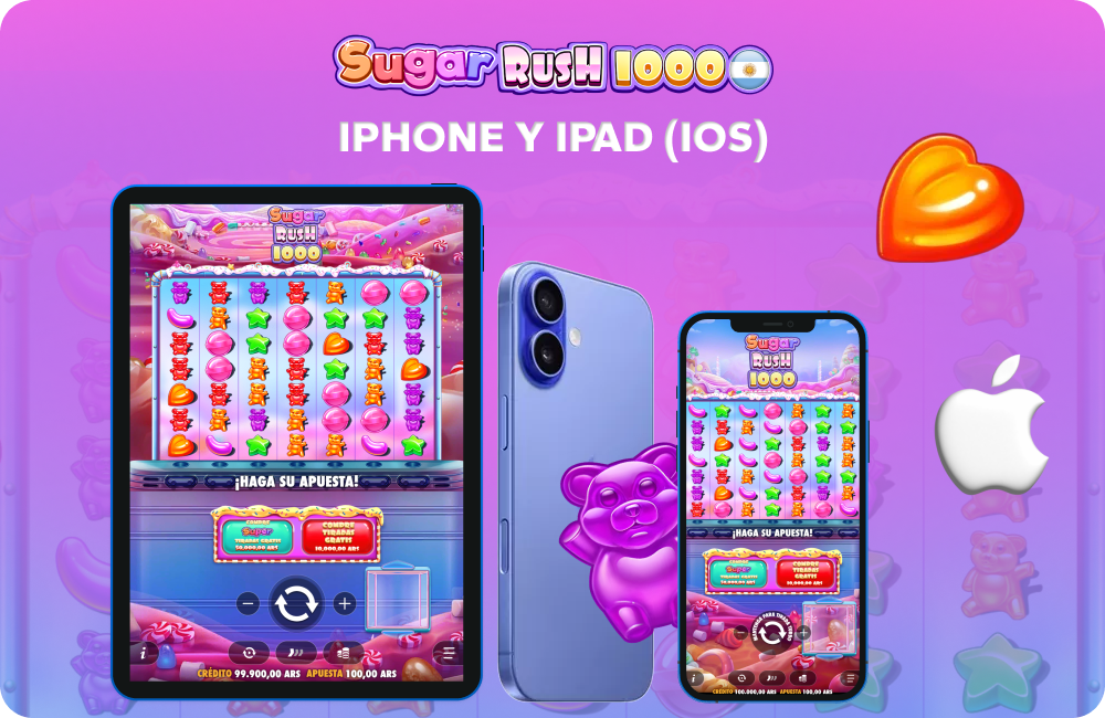En iOS, Sugar Rush funciona con fluidez en el navegador y ofrece todas sus funciones