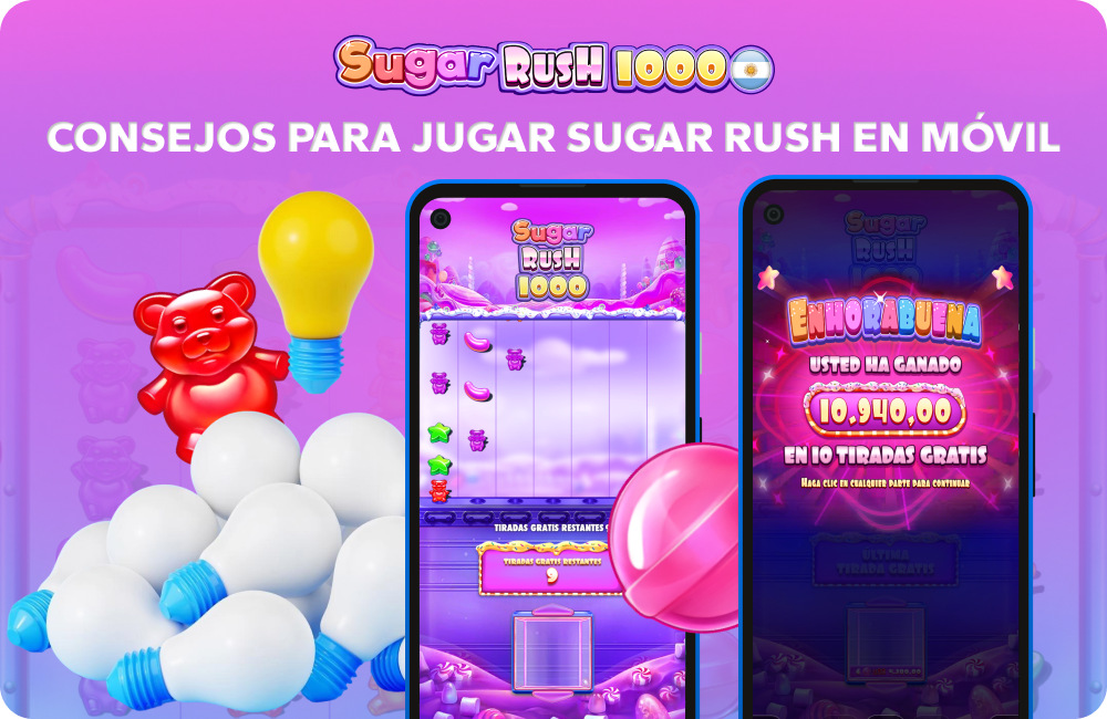 Cuando juegues a Sugar Rush en tu celular, es importante que respetes tu presupuesto, te tomes descansos y utilices el modo demo