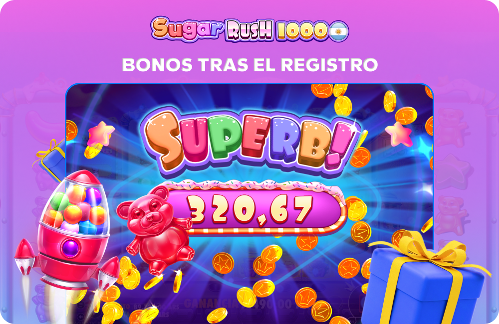 Al registrarte en el casino, recibirás bonos y giros gratis, lo que te permitirá empezar a jugar a Sugar Rush con fondos adicionales