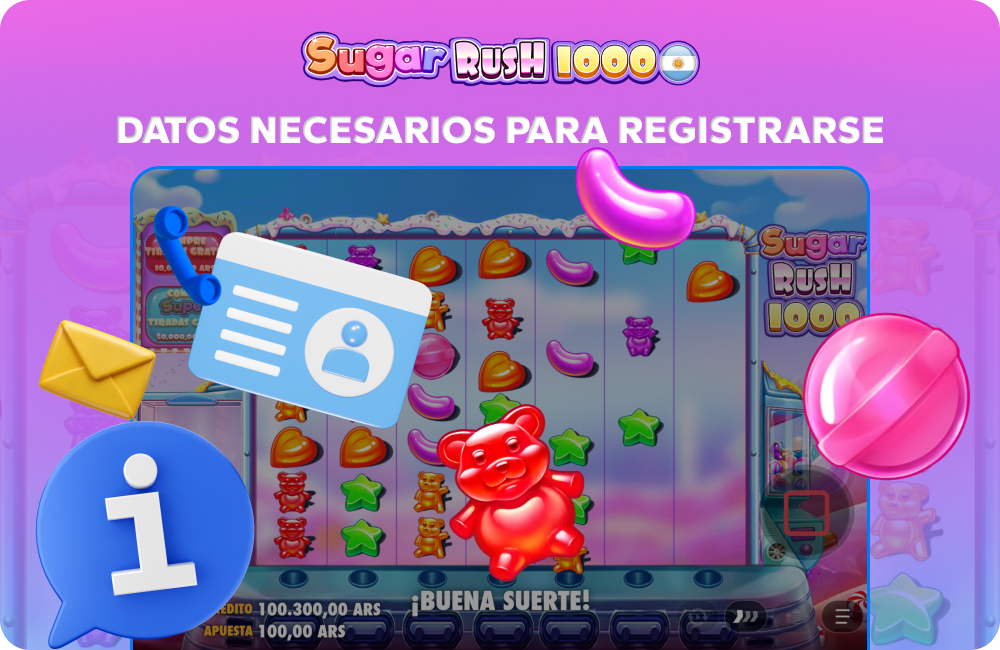Para registrarte y jugar a Sugar Rush necesitas un correo electrónico, un número de teléfono y tus datos personales
