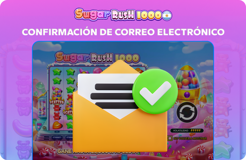 Para empezar a jugar a Sugar Rush, los jugadores de Argentina deben activar su cuenta por correo electrónico