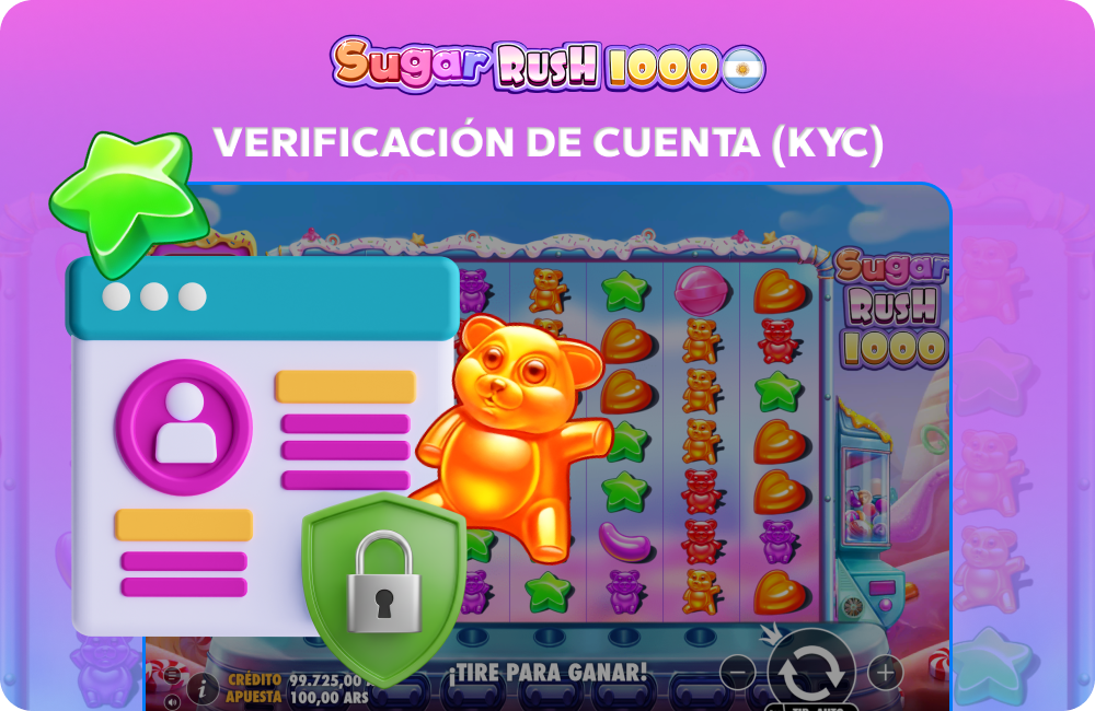 La verificación KYC confirma la identidad del jugador y es necesaria para garantizar la seguridad del juego en Sugar Rush